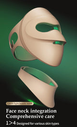 Infrared LED Face & Neck Mask - 676 Beams Red & Green Light Therapy for Dark Spots & Anti-Aging
