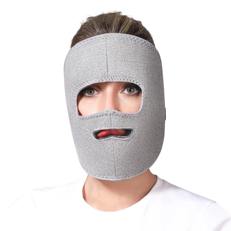 Electric Heated Facial Massager Mask - Red Light Therapy for Jaw Pain, Muscle Stiffness & Stress Relief - Anti-Fatigue Device