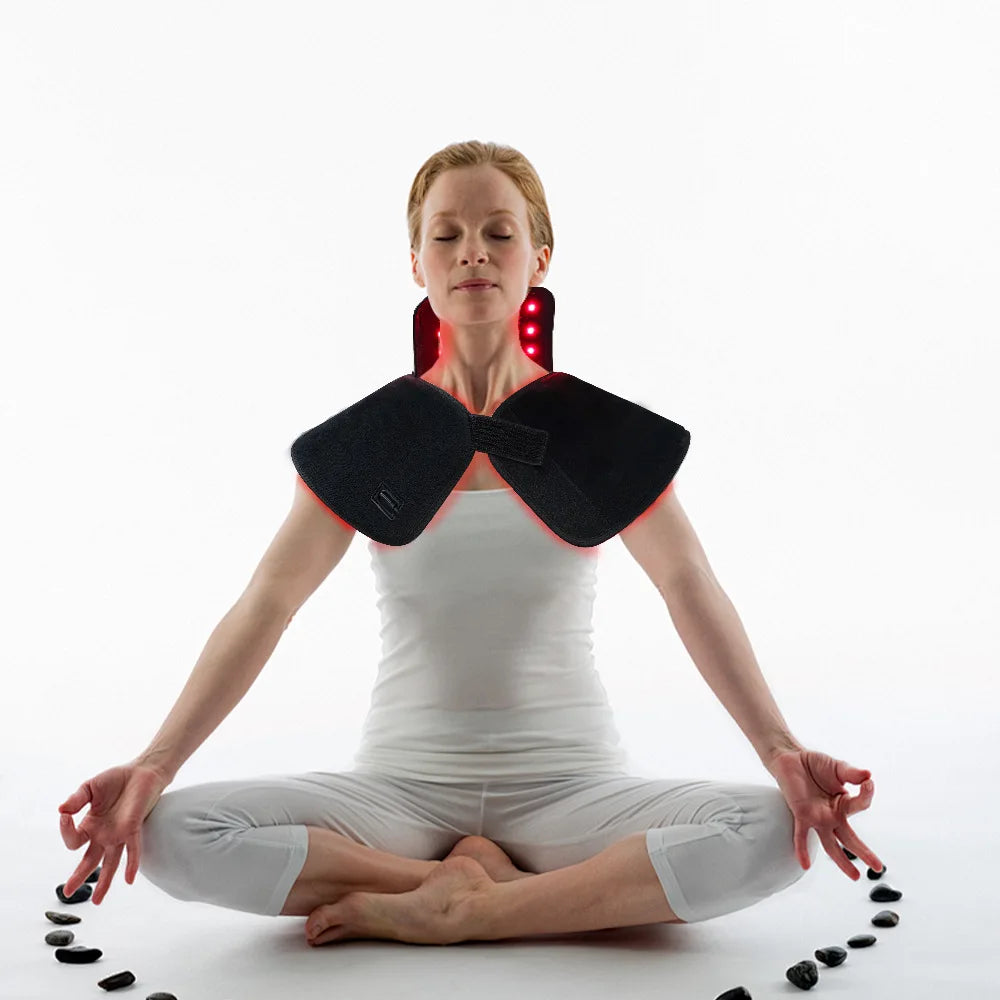 288 LEDs Red Light Therapy Neck Shoulder Wrap, 660nm 850nm Infrared Pad for Upper Back Pain Relief & Muscle Relaxing