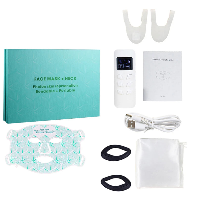 8-Color LED Light Therapy Mask for Face & Neck - Red Light Therapy for Anti-Aging & Acne Care