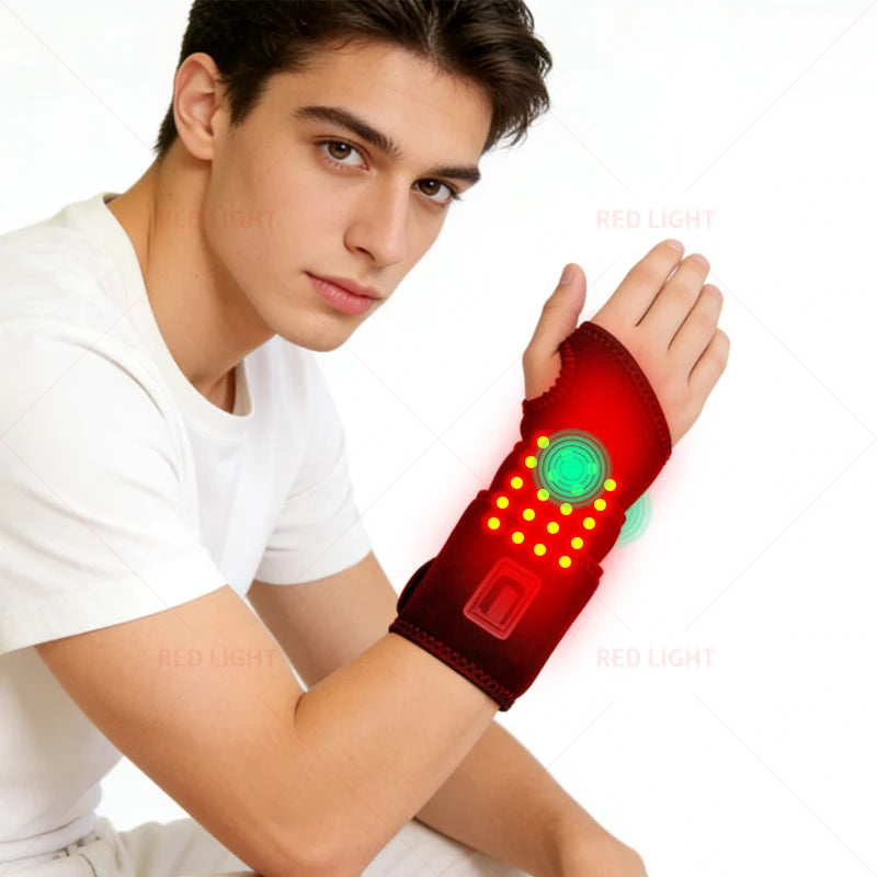 Red Light Therapy Wrist Strap, Heated Vibration Massage Wrap for Tenosynovitis Relief, 625nm Office Wrist & Ankle Care