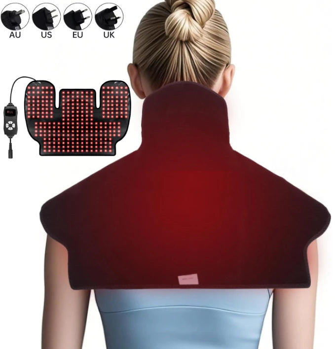 288 LEDs Red Light Therapy Shoulder Neck Wrap, 660nm 850nm Infrared Wearable Pad for Muscle Pain Relief & Relaxation