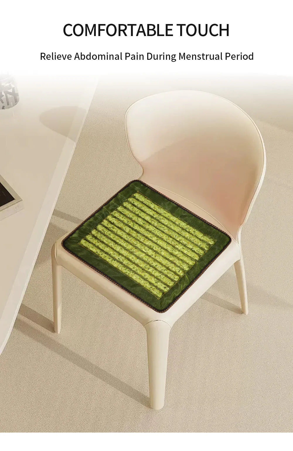 Natural Jade Cooling Seat Cushion 43x43cm | Office Chair & Car Seat Pad | Zero-Electricity Summer Cool Mat | Stone Needle Mineral Therapy