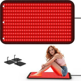 360 LEDs Red Light Therapy Mat, 650nm 850nm Infrared Pad for Full Body Back Waist Muscle Pain Relief (100x60cm)