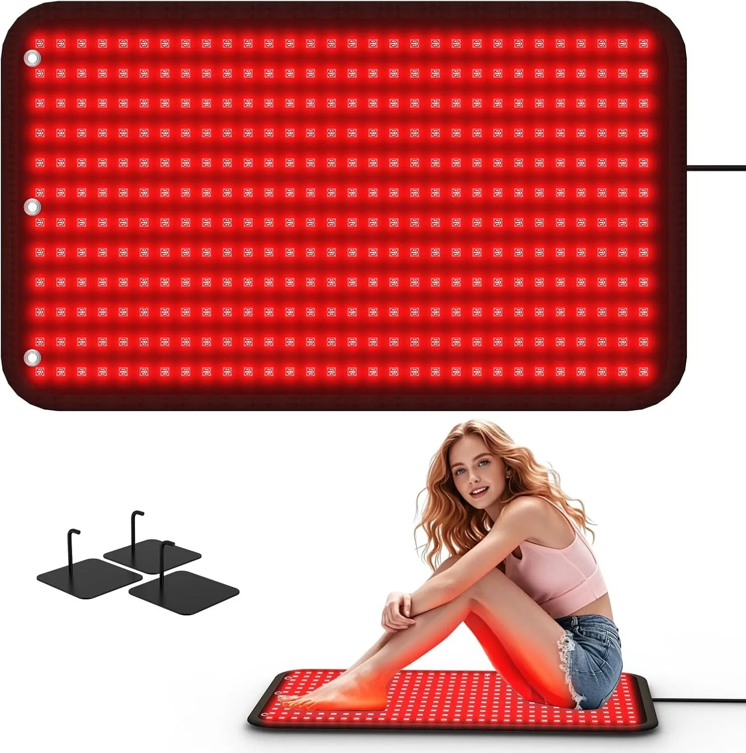 360 LEDs Red Light Therapy Mat, 650nm 850nm Infrared Pad for Full Body Back Waist Muscle Pain Relief (100x60cm)