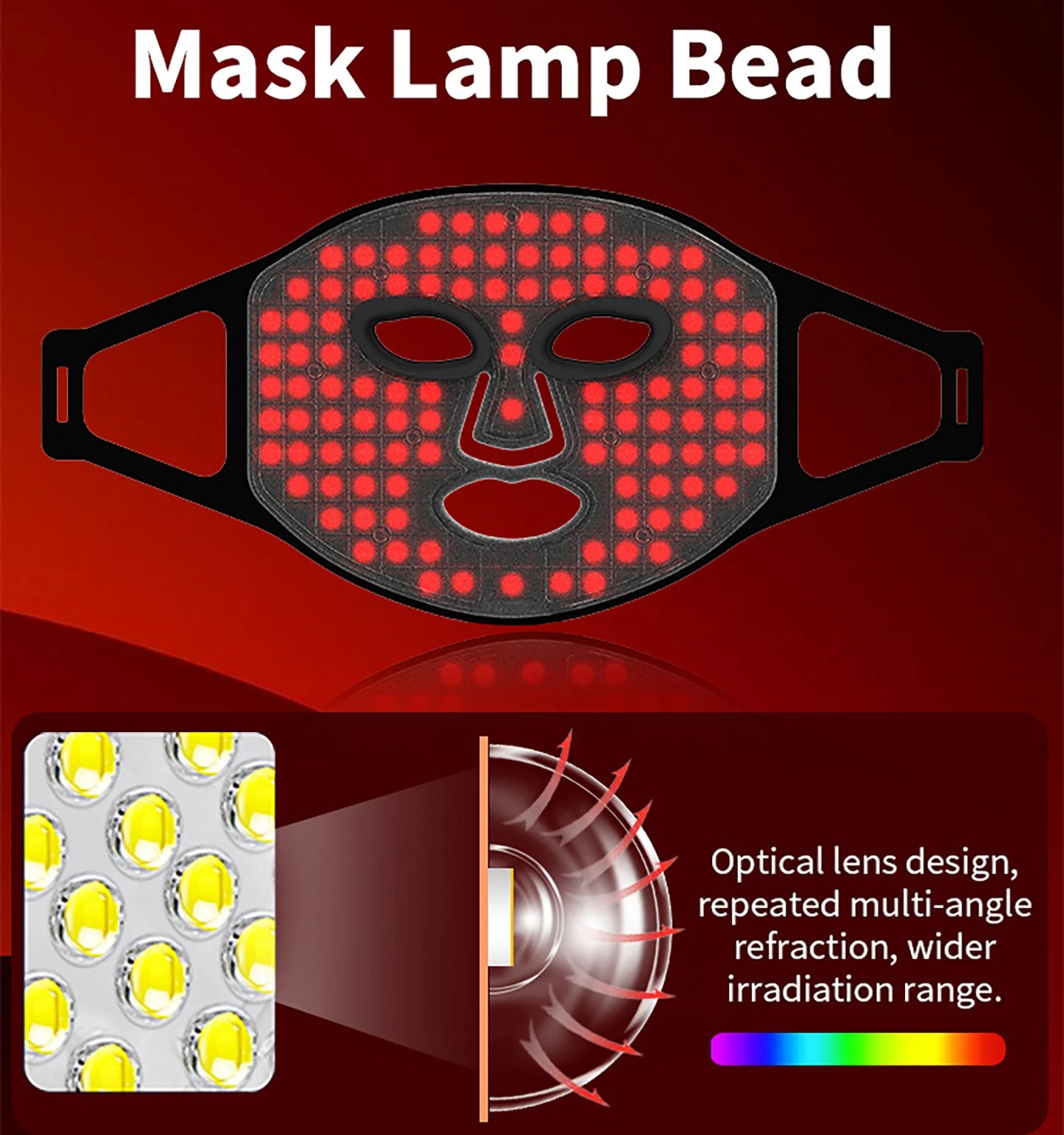Wireless LED Red Light Therapy Face Mask - Red, Infrared, Blue & Yellow Light - 72 LEDs, Rechargeable for Anti-Aging & Balanced Skin