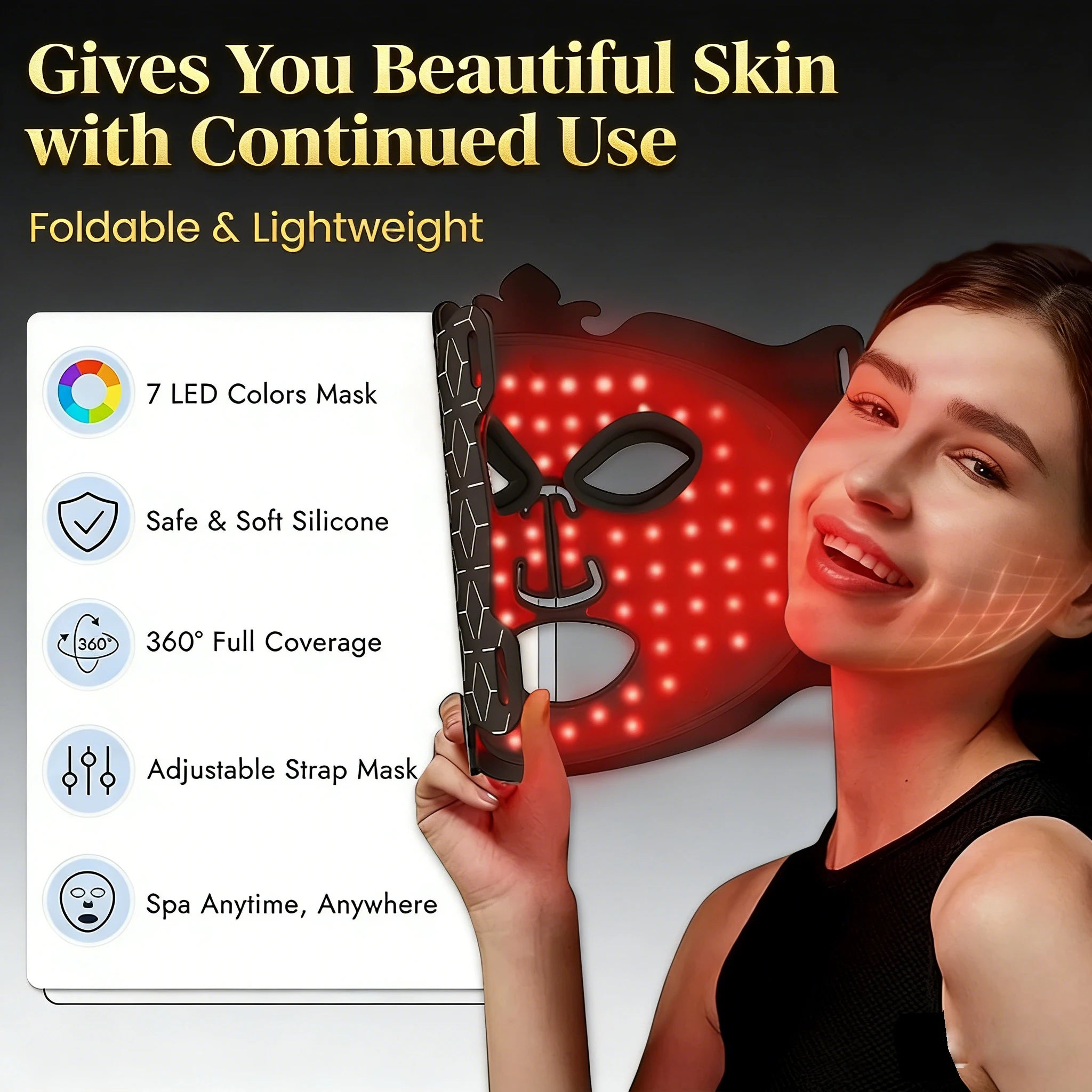 7-Color Wireless Silicone LED Mask - Professional Red Light Therapy for Anti-Aging & Acne