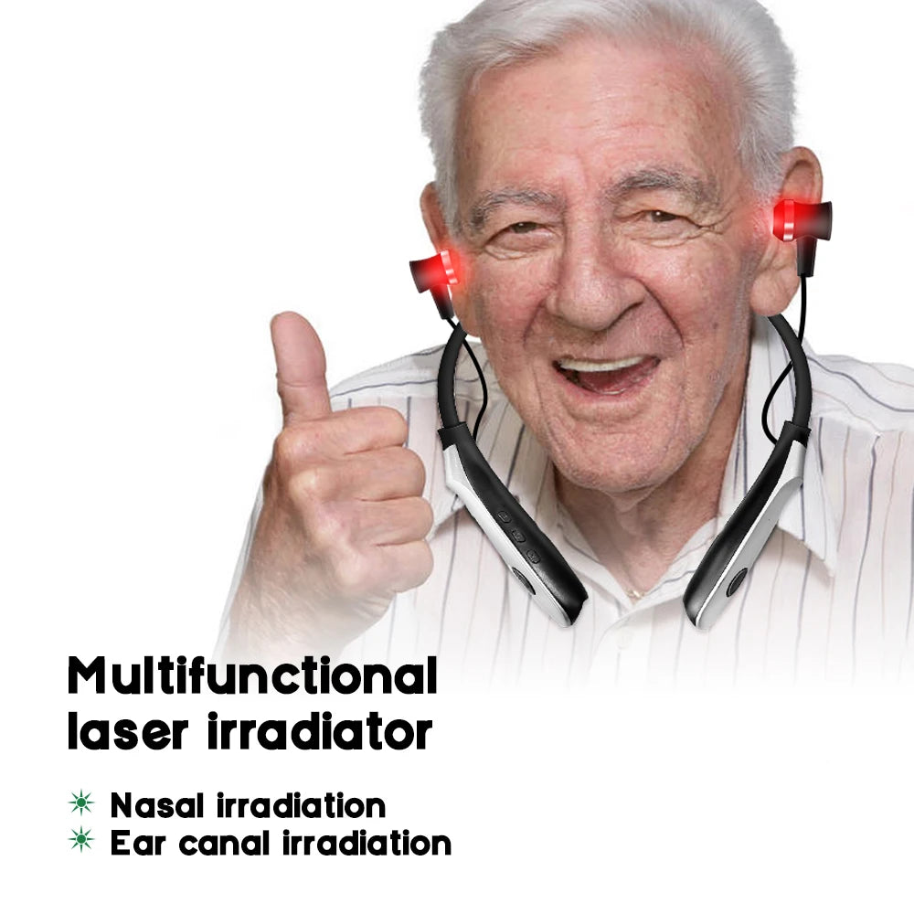 Portable 650nm Laser Ear & Nasal Irradiator, Neck-Hanging Rechargeable Therapy Device for Tinnitus & Ear Care Relief