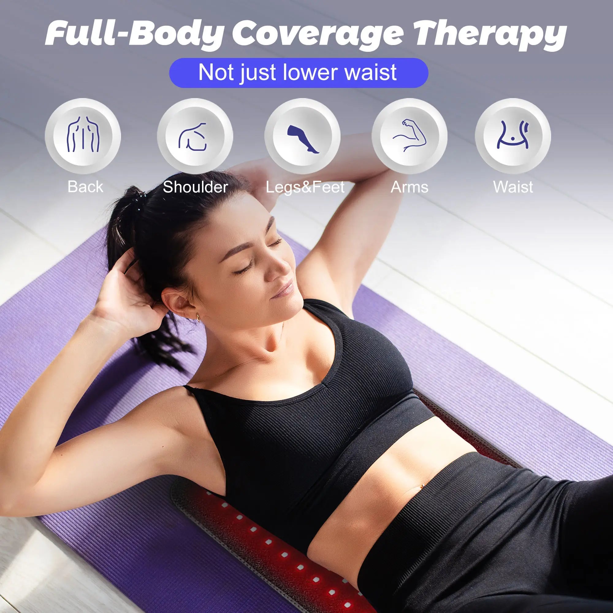 360 LEDs Red Light Therapy Belt, 80x30cm Infrared Wrap 660nm 850nm for Body Slimming & Muscle Pain Relief (0 EMF)