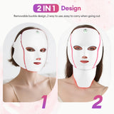 Wireless 7-Color LED Photon Therapy Face & Neck Mask - Rechargeable Facial Lifting & Skin Care Tool for Anti-Aging & Acne