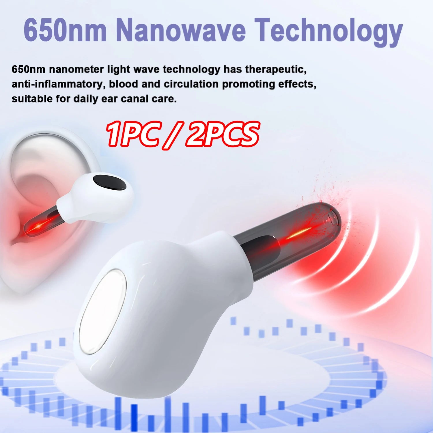 650nm Red Light Laser Ear Therapy Device, Infrared Ear Canal Irradiation for Tinnitus Relief & Otitis Media Treatment