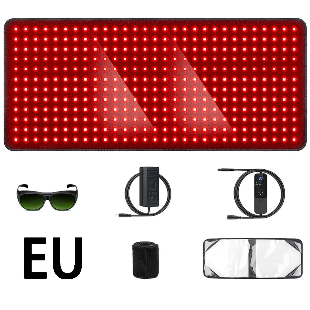 406 LEDs Red Light Therapy Mat, 34.3"x15.9" Large Infrared Pad with 60W Power & 180mw/cm² for Back Waist Pain Relief
