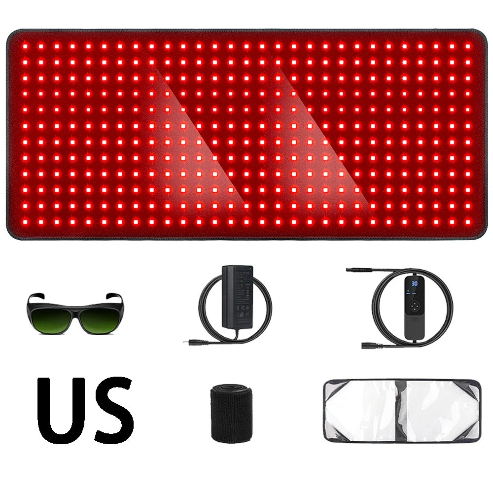 406 LEDs Red Light Therapy Mat, 34.3"x15.9" Large Infrared Pad with 60W Power & 180mw/cm² for Back Waist Pain Relief