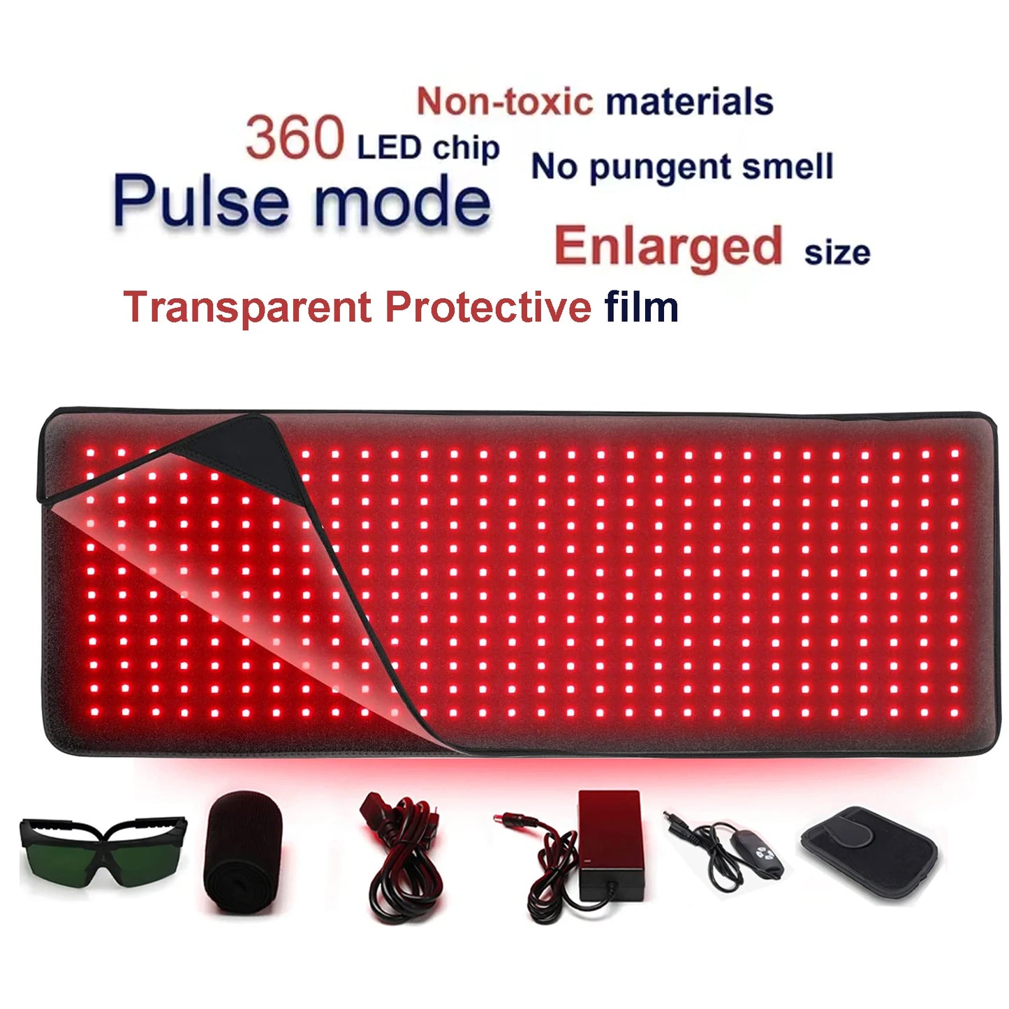 360 LEDs Red Light Therapy Belt, 80x30cm Infrared Wrap 660nm 850nm for Body Slimming & Muscle Pain Relief (0 EMF)