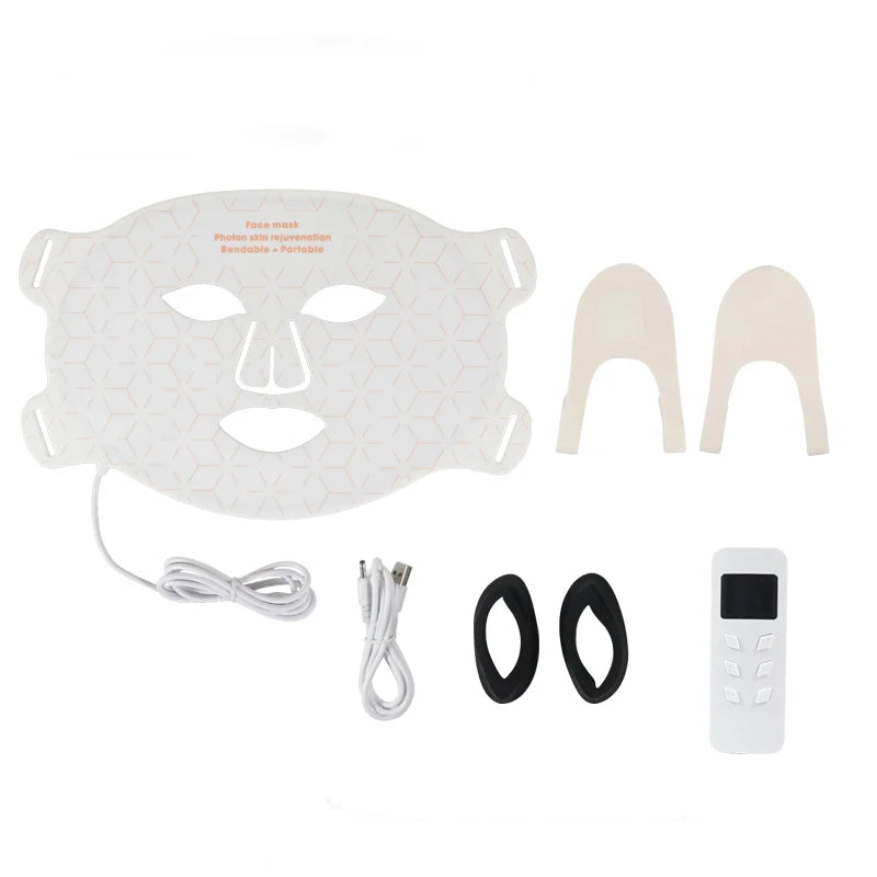 4-Color Silicone LED Face Mask, 850nm Near-Infrared & Red Light Therapy Device, 3000mAh Rechargeable Beauty Mask (240 LEDs)