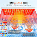 Upgraded 225 LEDs Red Light Therapy Panel, 660nm 850nm Infrared Lamp with Stand for Face & Body Pain Relief