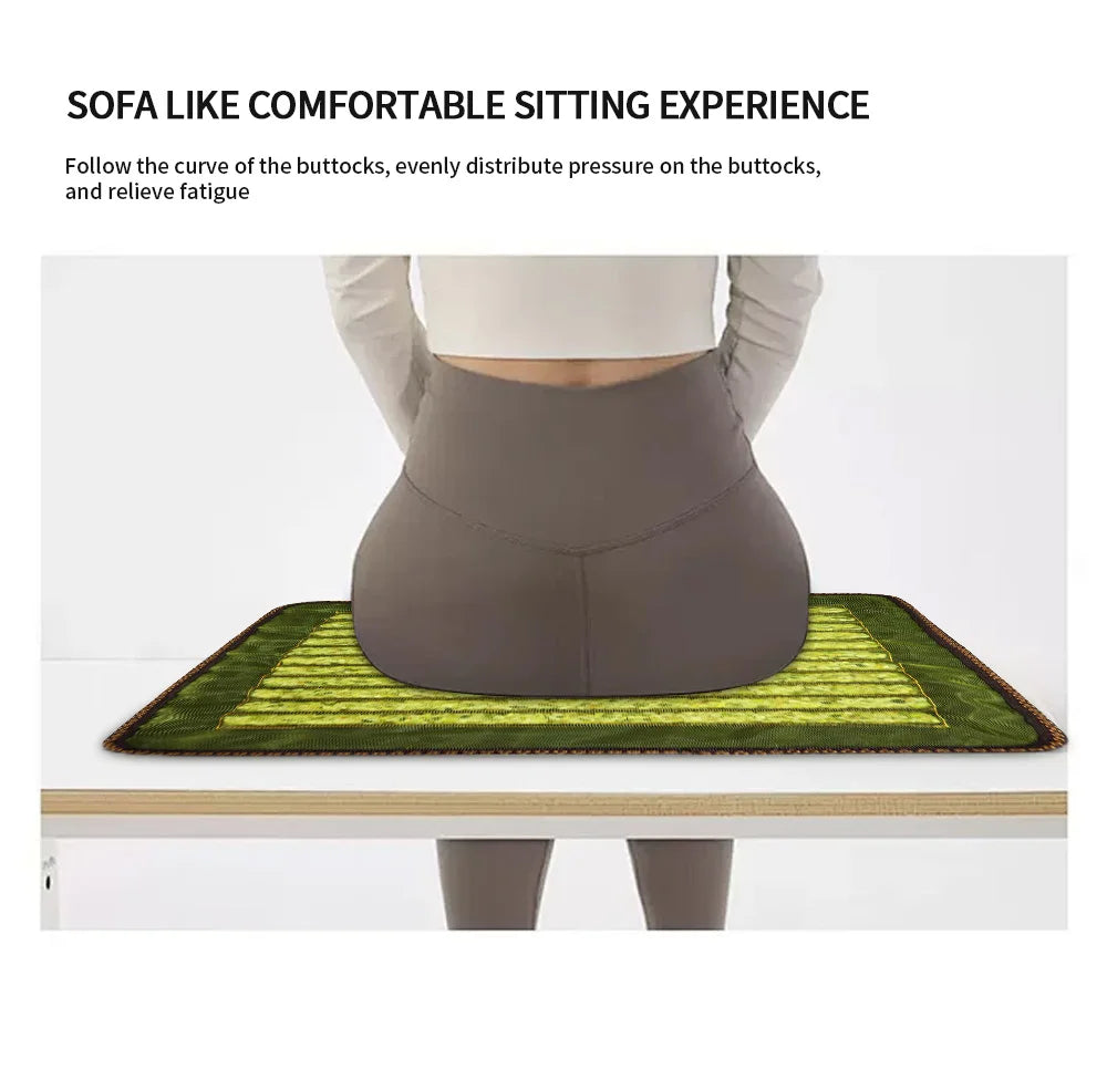 Natural Jade Cooling Seat Cushion 43x43cm | Office Chair & Car Seat Pad | Zero-Electricity Summer Cool Mat | Stone Needle Mineral Therapy