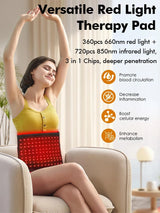 360 LEDs Red Light Therapy Pad, 660nm 850nm Infrared Mat with 10Hz 40Hz Pulse for Back Waist Shoulder Muscle Pain Relief