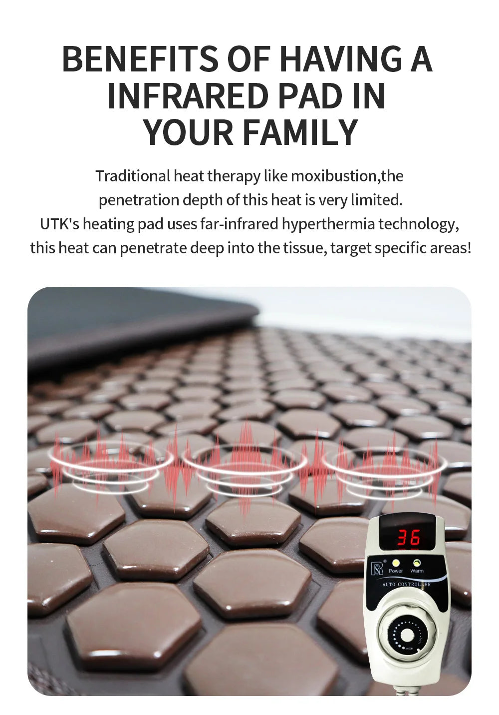Natural Tourmaline Jade Germanium Stone Far Infrared Heating Massage Cushion for Back Pain Relief (60x190cm)