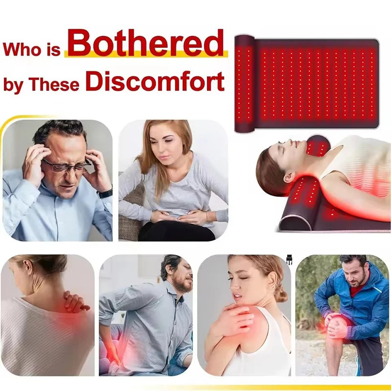 Infrared Light LED Healthcare Belt | 3D Neck Support & Red Light Heating Massage Pad for Full Body Relief