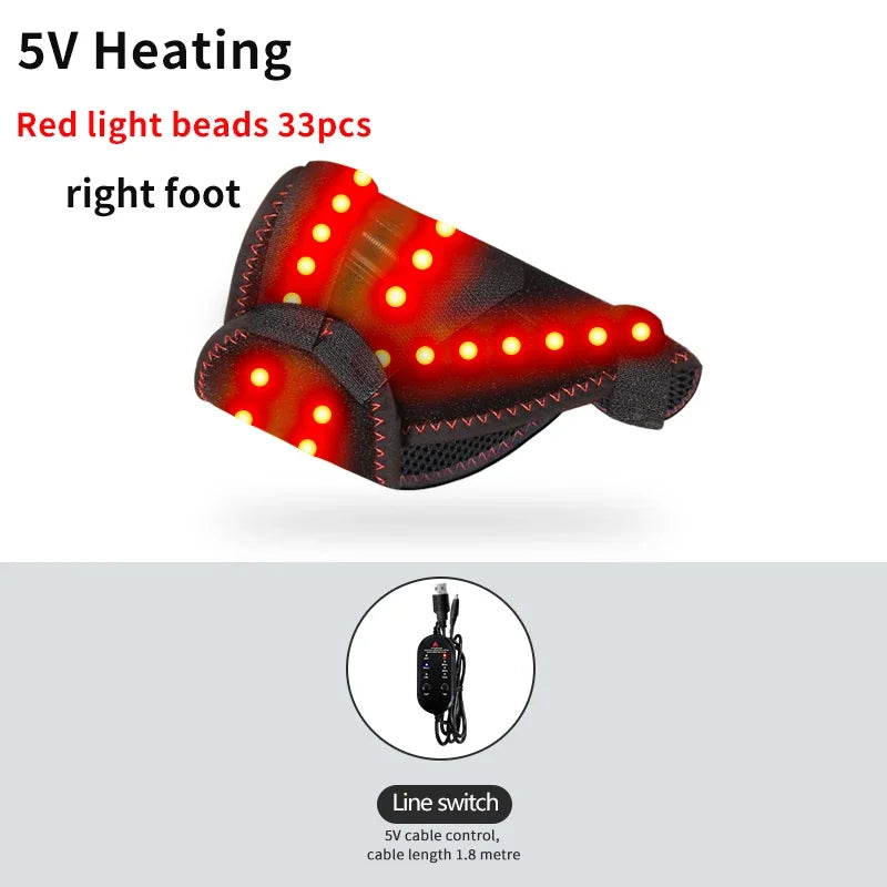 Red Light Therapy Heated Foot Pad with Vibration Massage, 3-Level Infrared Heat Wrap for Foot & Toe Joint Pain Relief