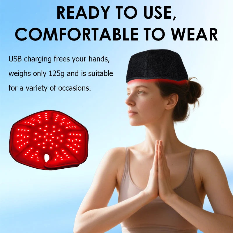 Red Light Therapy Hair Growth Cap, 660nm 850nm Infrared LED Hat with 10Hz 40Hz Pulse Modes for Hair Loss Treatment