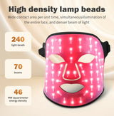 Wireless Red & Near Infrared LED Light Therapy Face Mask - 4-Color, 240 LEDs - Anti-Aging & Acne Treatment for Home Use