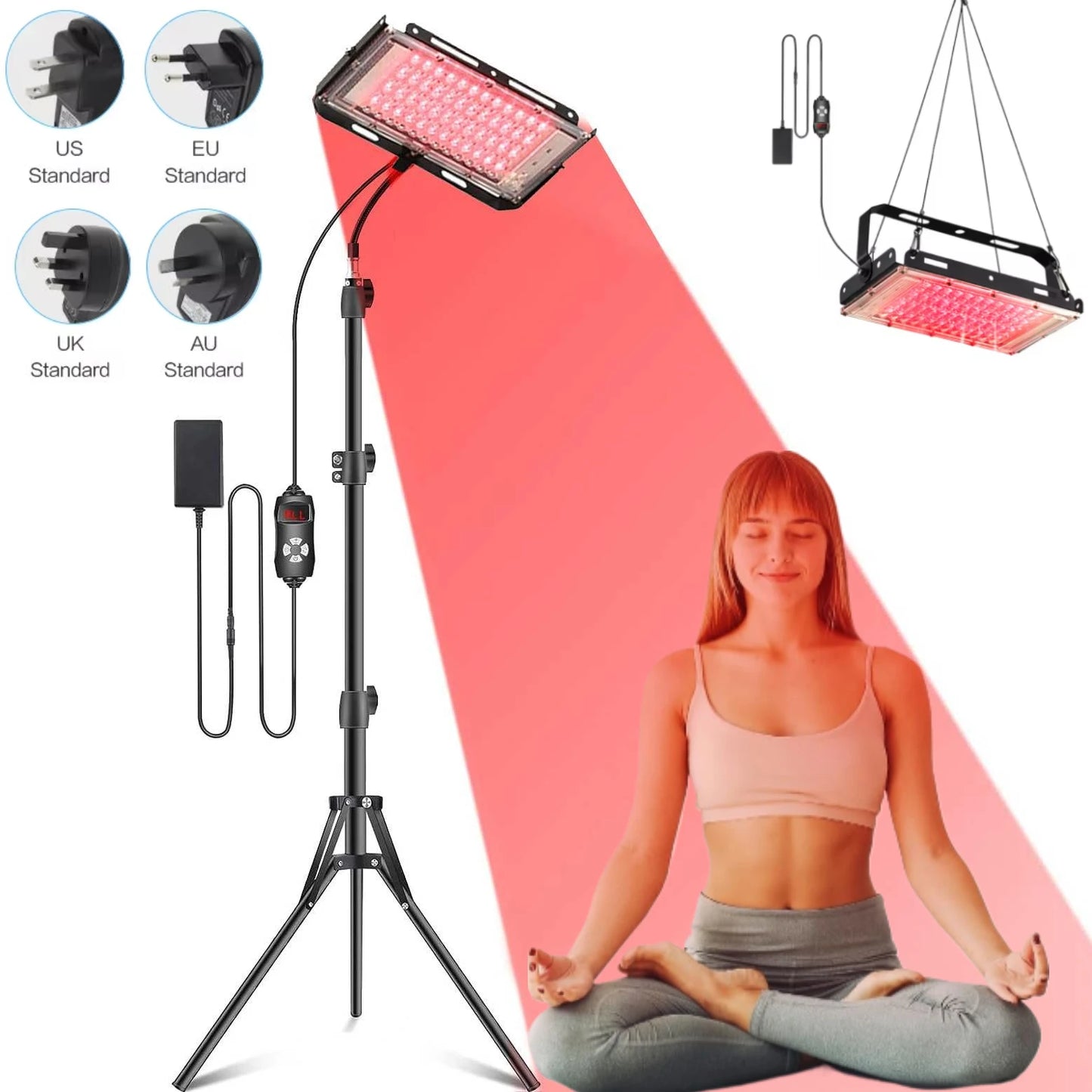 96 LEDs Red Light Therapy Lamp with Adjustable Tripod Stand, 660nm 850nm Infrared Floor Lamp for Body Pain & Skin Care