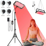 96 LEDs Red Light Therapy Lamp with Adjustable Tripod Stand, 660nm 850nm Infrared Floor Lamp for Body Pain & Skin Care