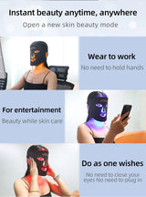 4-Color Silicone LED Face Mask, 850nm Near-Infrared & Red Light Therapy Device, 3000mAh Rechargeable Beauty Mask (240 LEDs)
