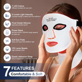 7-Color Wireless Silicone LED Mask for Face & Neck - 309 Light Beams Red Light Therapy for Anti-Aging
