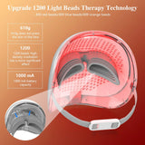 Wireless 3-Color LED Light Therapy Face Mask - Anti-Aging, Acne Treatment & Skin Brightening Device - 1200 Lamp Beads for Home Use