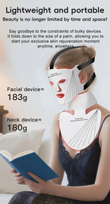 8-Color LED Face & Neck Light Therapy Mask - Professional Red Light & NIR Therapy for Anti-Aging