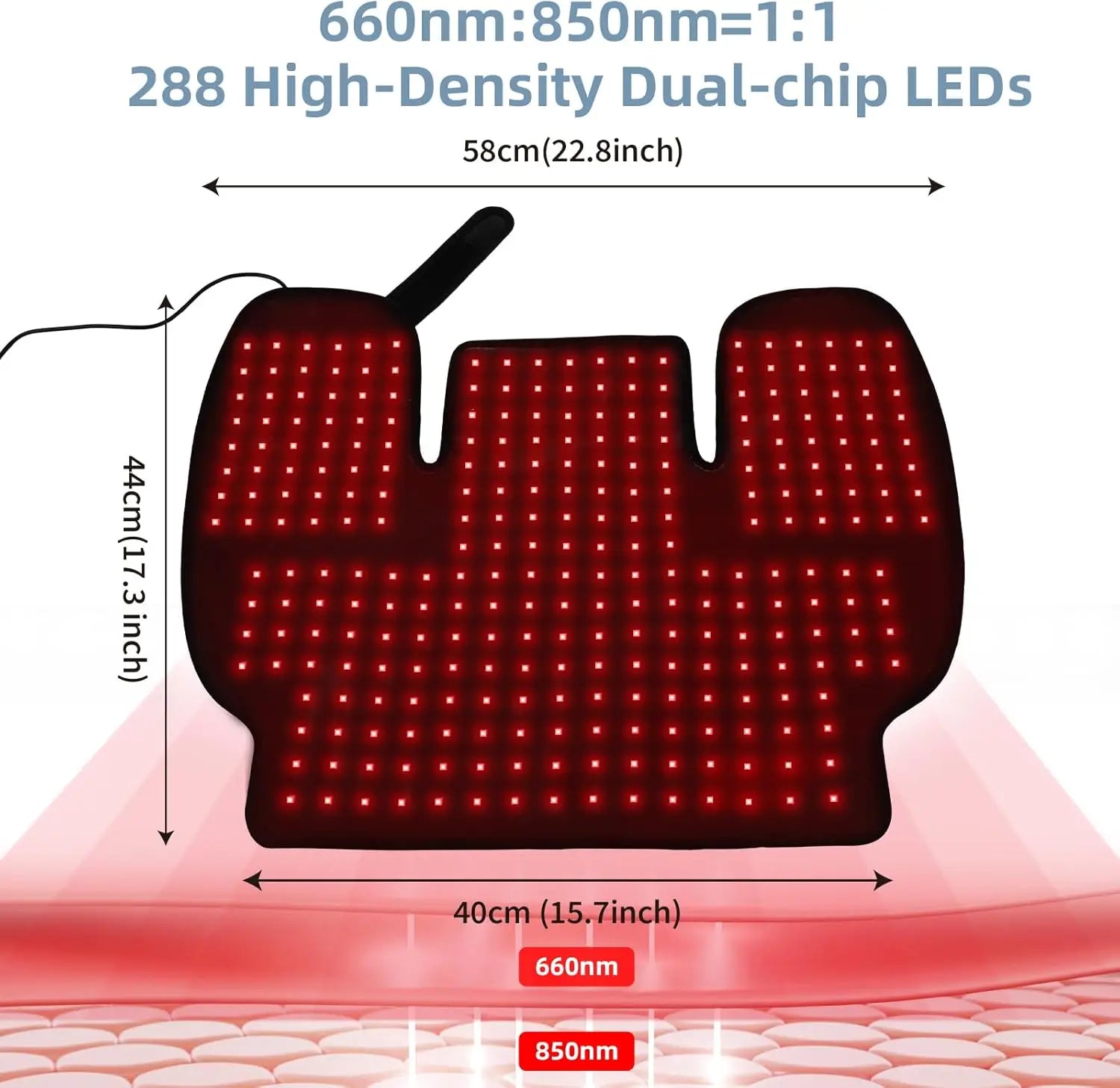 288 LEDs Red Light Therapy Shoulder Neck Wrap, 660nm 850nm Infrared Wearable Pad for Muscle Pain Relief & Relaxation