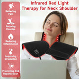 288 LEDs Red Light Therapy Shoulder Neck Wrap, 660nm 850nm Infrared Wearable Pad for Muscle Pain Relief & Relaxation