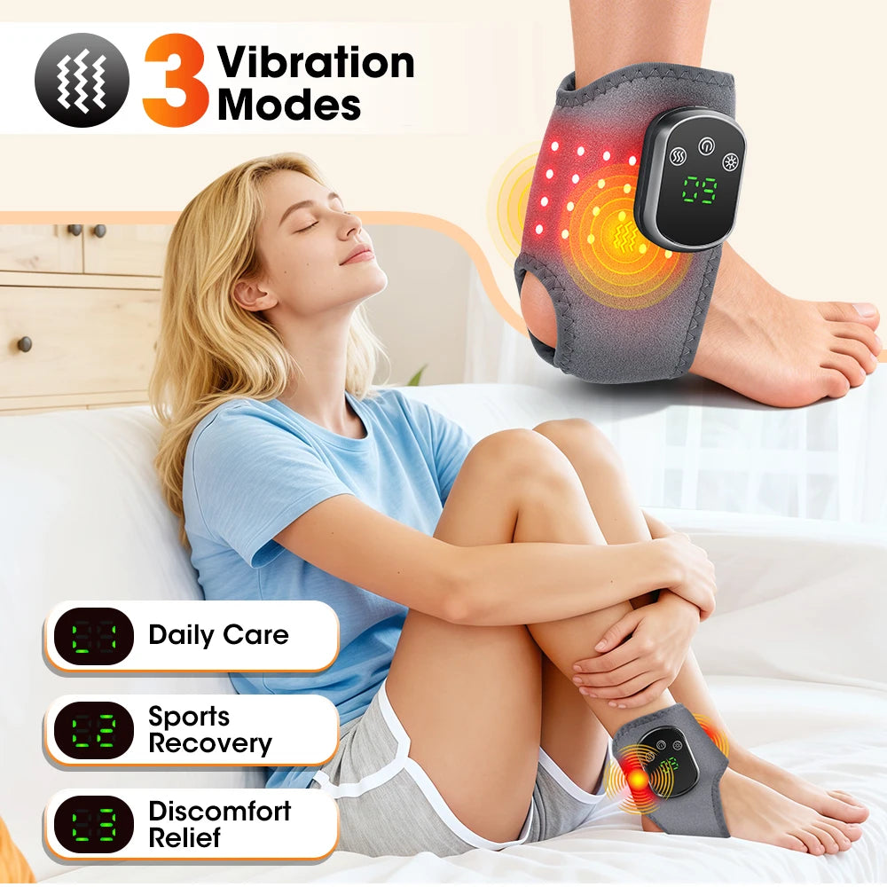 Cordless Red Light Therapy Ankle Massager, 40 Triple-Core 660nm LED Heat Wrap with Vibration for Ankle Pain Relief