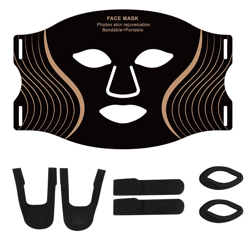 7 Color Silicone LED Face Mask, 309 LEDs Red Light Therapy Device for Anti-Aging, Skin Rejuvenation & Wrinkle Removal