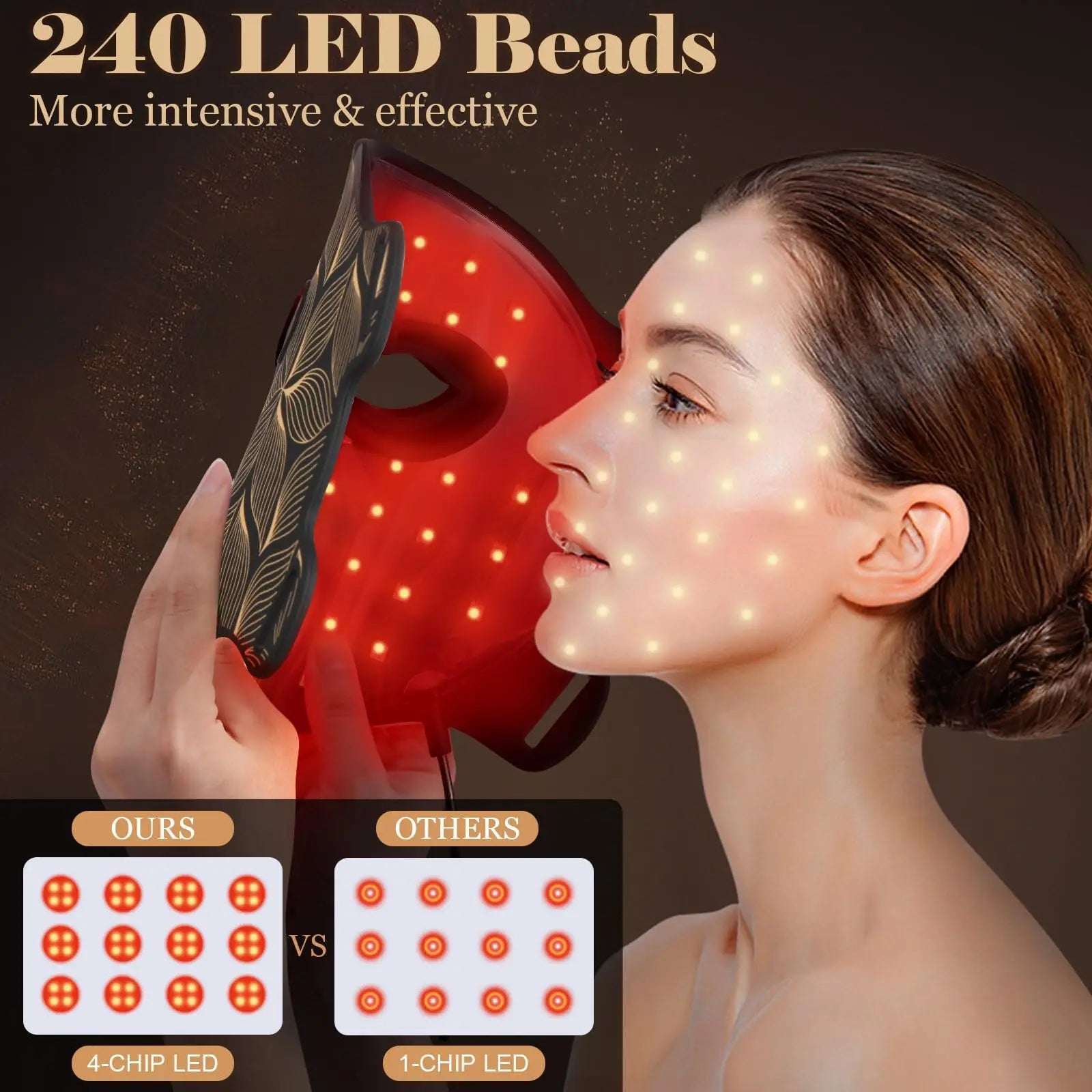 8-Color LED Light Therapy Mask for Face & Neck - Red Light Therapy for Anti-Aging & Acne Care