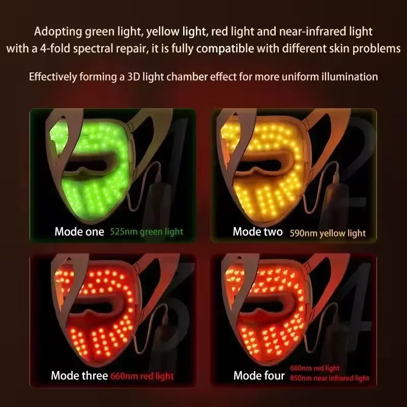 320 LED Red Light Therapy Mask - 3D Silicone Face & Neck Device for Anti-Aging & Acne Care