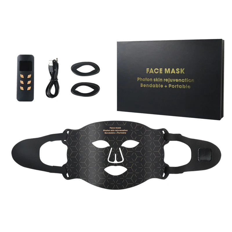 4-Color Silicone LED Face Mask, 850nm Near-Infrared & Red Light Therapy Device, 3000mAh Rechargeable Beauty Mask (240 LEDs)