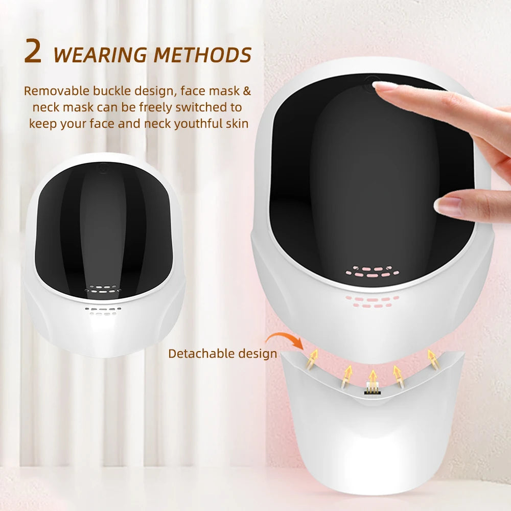 Wireless 7-Color LED Photon Therapy Face & Neck Mask - Rechargeable Facial Lifting & Skin Care Tool for Anti-Aging & Acne