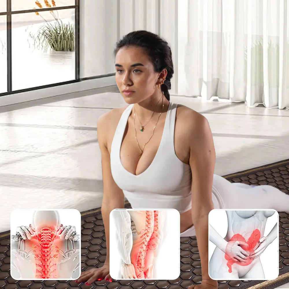 Natural Tourmaline Jade Germanium Stone Far Infrared Heating Massage Cushion for Back Pain Relief (60x190cm)