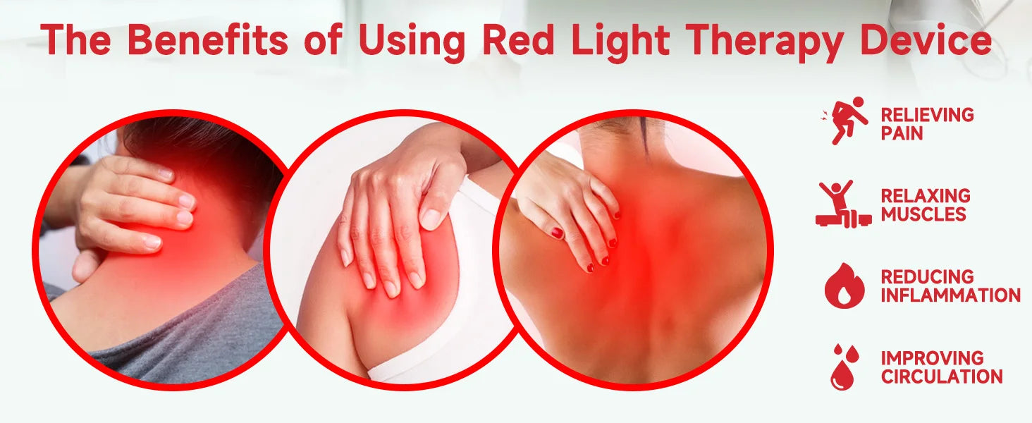 288 LEDs Red Light Therapy Neck Shoulder Wrap, 660nm 850nm Infrared Pad for Upper Back Pain Relief & Muscle Relaxing