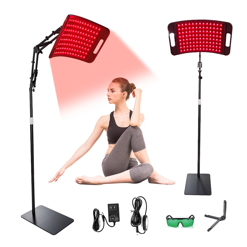 660nm 850nm Red Light Therapy Lamp for Face & Body, Infrared Panel with Stand & Timer for Skin Care & Pain Relief