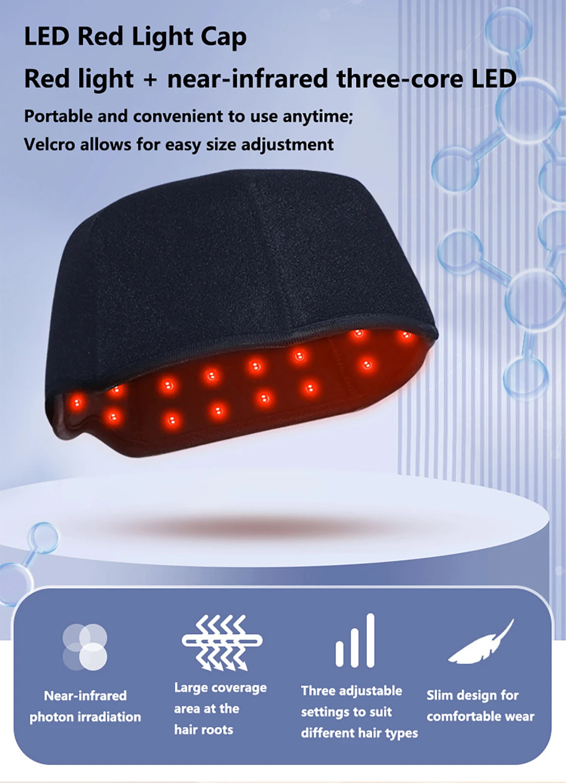 Red Light Hair Growth Cap | 660nm & 850/940nm Infrared Therapy for Scalp Wellness