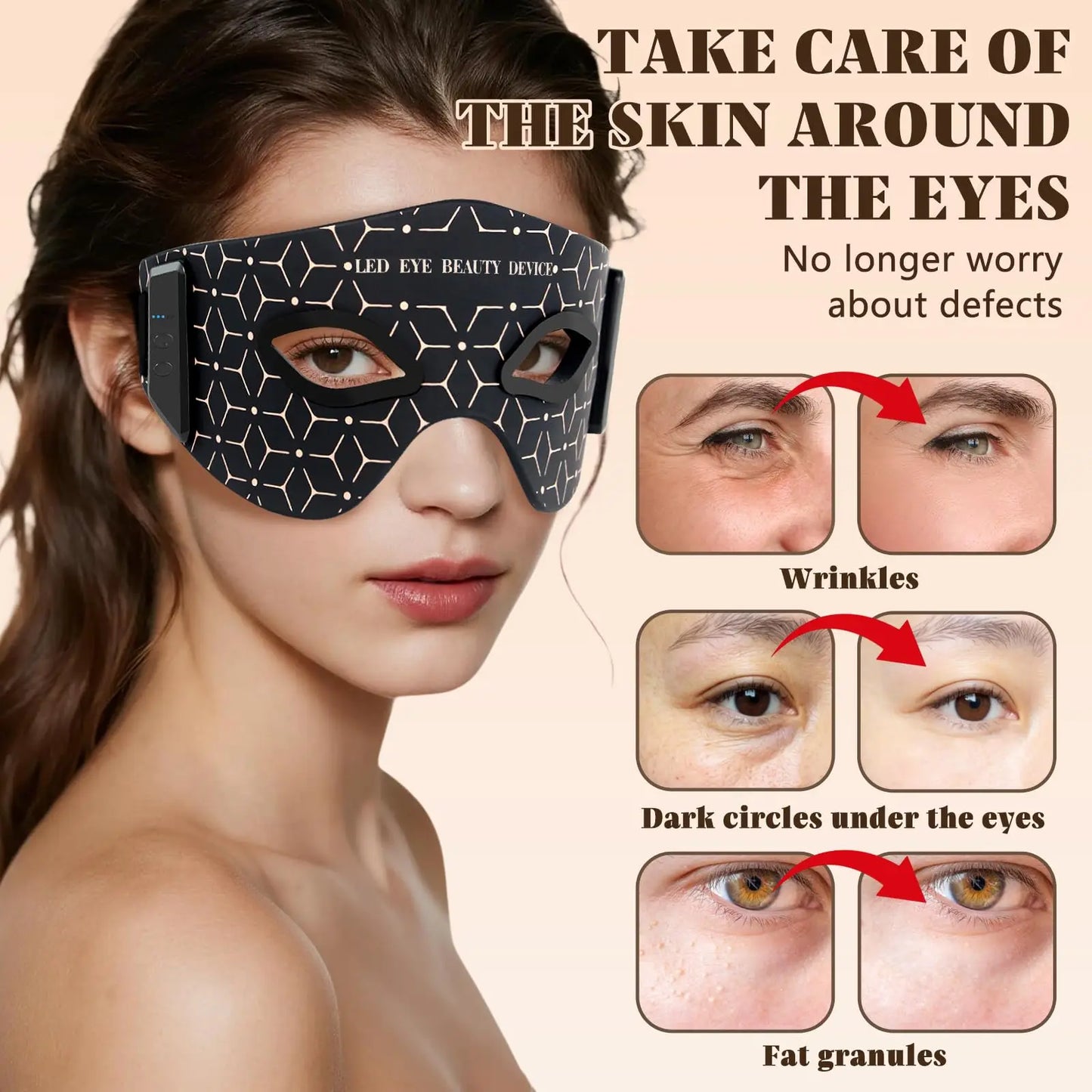 850nm Near-Infrared Red Light Therapy Eye Mask - Treatment for Dark Circles, Puffiness & Wrinkles