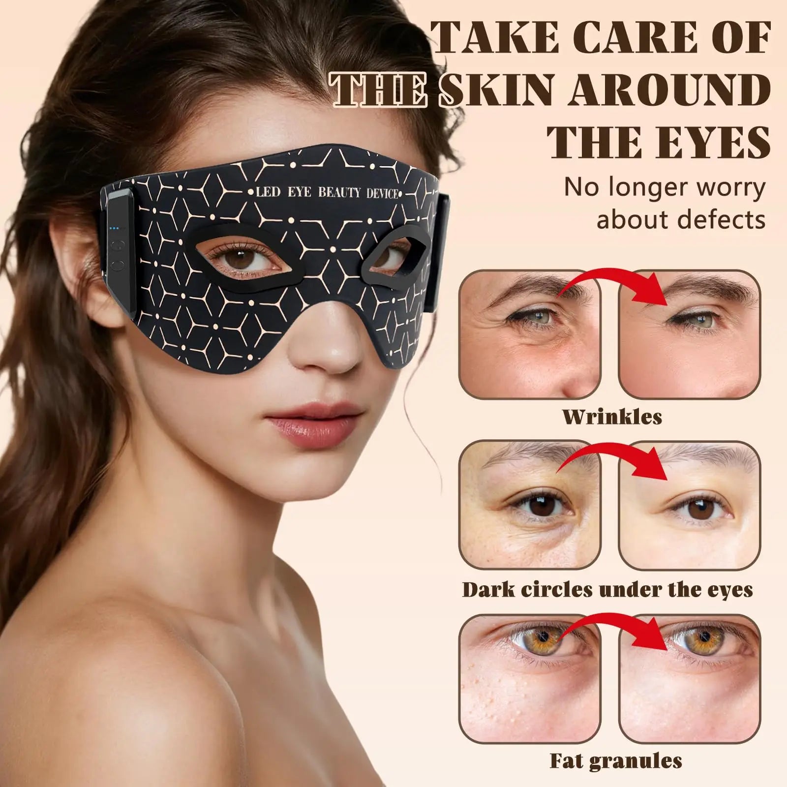 850nm Near-Infrared Red Light Therapy Eye Mask - Treatment for Dark Circles, Puffiness & Wrinkles