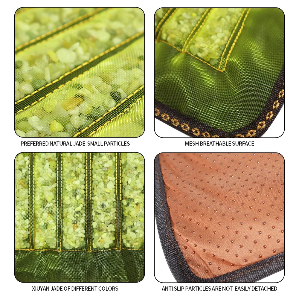 Natural Jade Cooling Seat Cushion 43x43cm | Office Chair & Car Seat Pad | Zero-Electricity Summer Cool Mat | Stone Needle Mineral Therapy