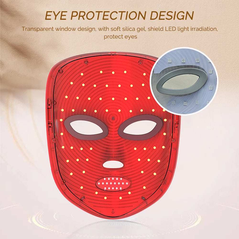 7 Colors LED Light Therapy Face Mask - Photon Rejuvenation & Skin Brightening Facial Care Tool - Home Use Beauty Device