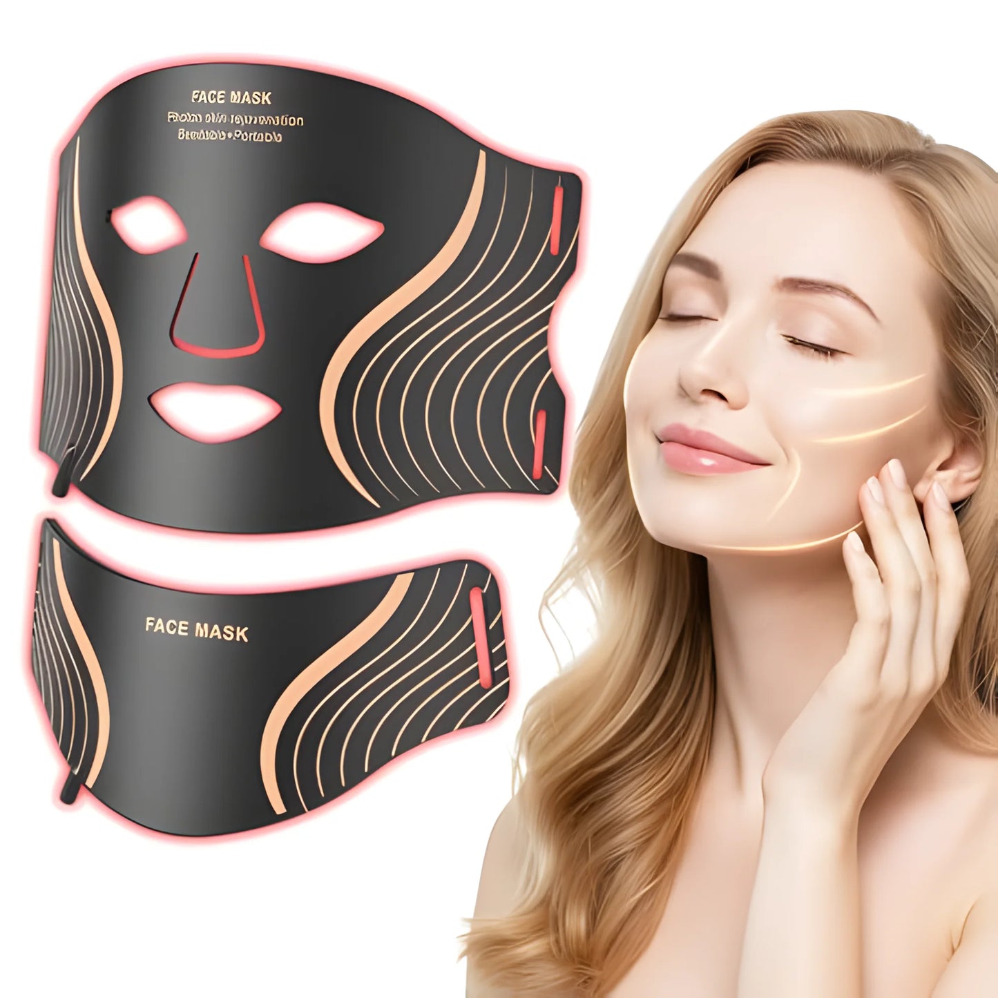 7 Color Silicone LED Face Mask, 309 LEDs Red Light Therapy Device for Anti-Aging, Skin Rejuvenation & Wrinkle Removal